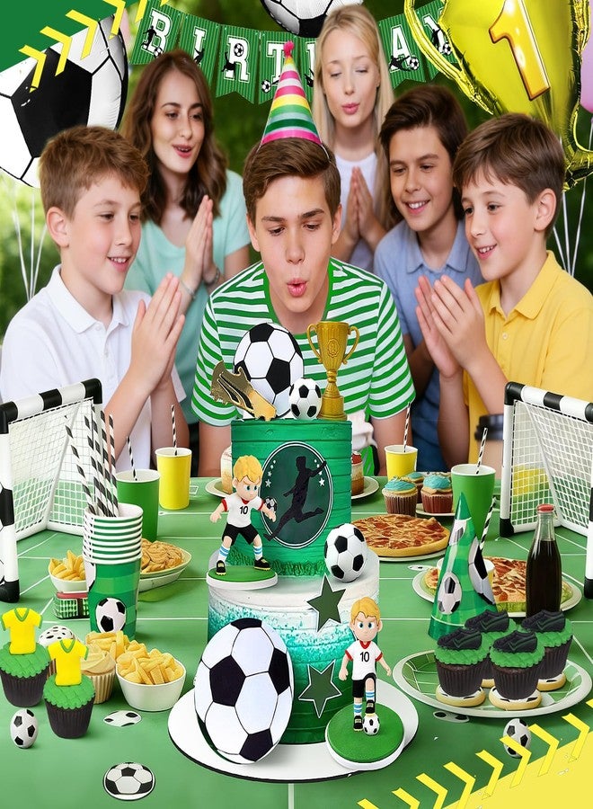زينة كعكة على شكل كرة قدم، زينة كعكة على شكل لاعب كرة قدم مع زينة كعكة على شكل كأس كرة قدم لحفلات أعياد الميلاد ذات طابع كرة القدم، لوازم زينة الحفلات الرياضية - Image 5