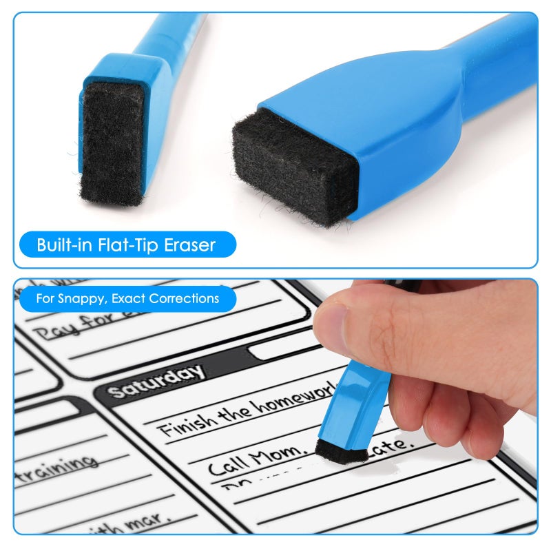 maxtek Magnetic Whiteboard Markers - 12 Count Colorful Fine Tip Dry Erase Markers with Eraser for Kids, Low Odor Thin Markers for Calendar Boards - Image 4