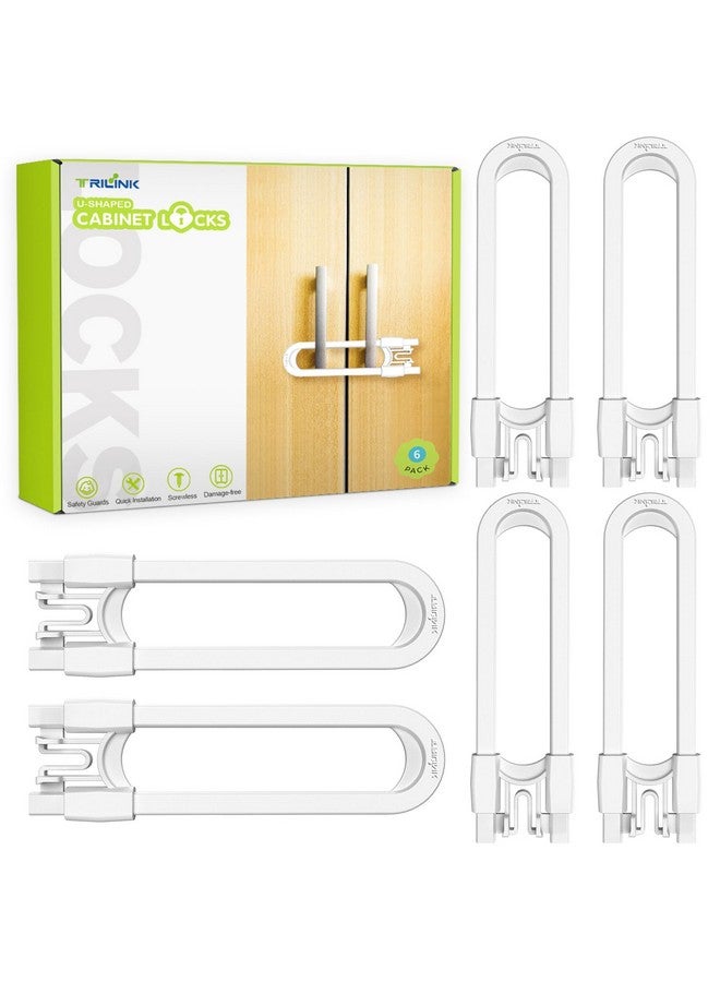 TriLink 6 Pack Adjustable Cabinet Locks for Babies, U-Shaped Baby Proofing Child Locks for Kids Toddlers Safety, Sliding Door latches for Cabinets, Drawer, Closet, Fridge, Door Knob Handle, Kitchen Home Safe - Image 1