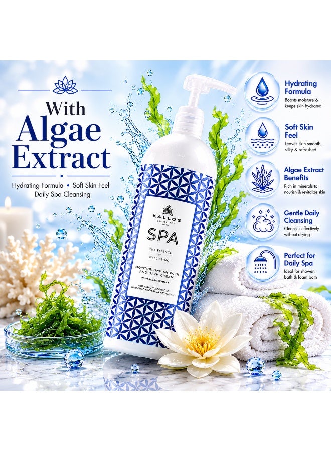 KALLOS SPA Moisturizing Shower & Bath Cream with Algae Extract 1000ml – Hydrating Bath & Body Cleanser - Image 5
