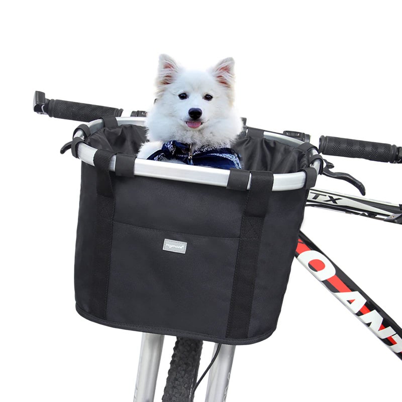 RAYMACE Bicycle Basket Dog Bike Handlebar Basket Front,Folding Detachable Quick Release Easy Install,Cycling Picnic Bag - Image 1