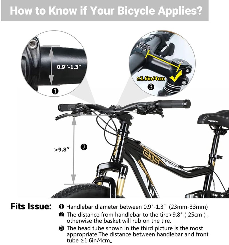 RAYMACE Bicycle Basket Dog Bike Handlebar Basket Front,Folding Detachable Quick Release Easy Install,Cycling Picnic Bag - Image 2