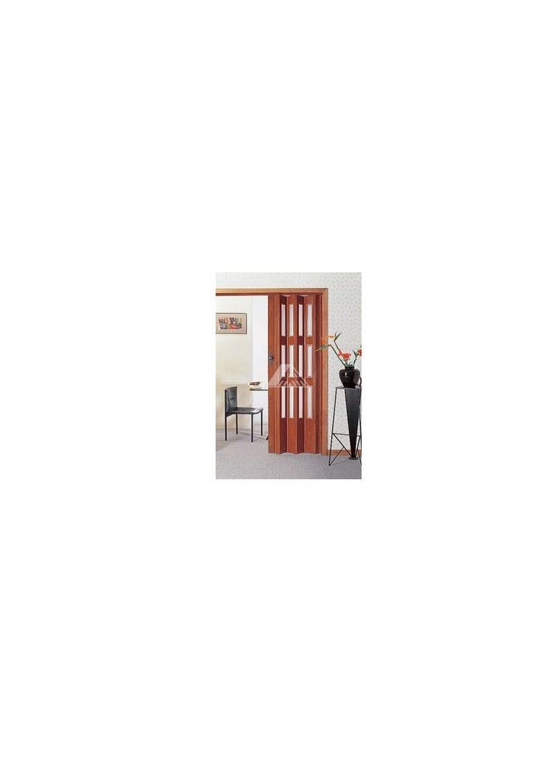 ROBUSTLINE Robustline Folding Sliding Doors with Glass 210cm Height x 100cm Width, Made in Taiwan (Dark Oak)  - Image 1