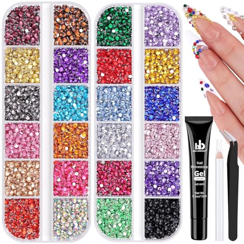 BELLEBOOST 10000Pcs Small Resin Rhinestones for Nail Art with 15ML Nails Rhinestone Glue Colorful 23MM Flatback Bedazzling Gems Nail Rhinestones and Gems Crystals Charms for Acrylic Tips Manicure Decor - Image 1