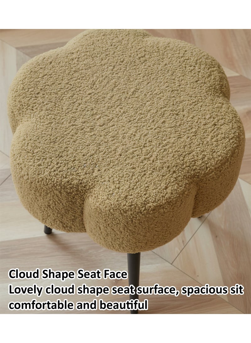 تايمي كرسي قماش بوكلية بتصميم أنيق على شكل سحابة مع ارجل معدنية، كرسي طاولة تزيين، كرسي تسريحة لغرفة النوم، كرسي تغيير الأحذية - بني - Image 4