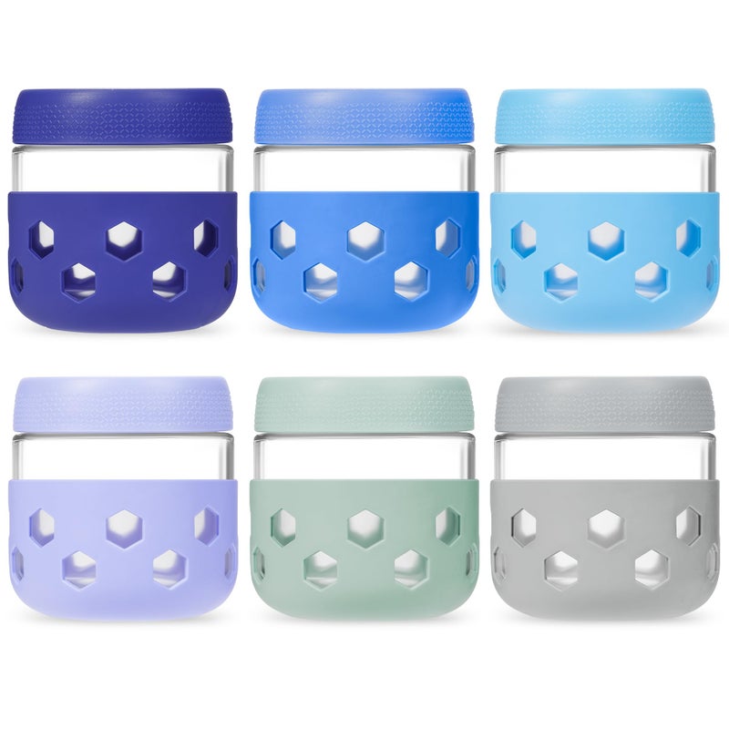 Gemice 8-Pack 16 oz & 10 oz Glass Mason Jars with Silicone Sleeves, Airtight BPA-Free Overnight Oats Containers with Lids, Dishwasher Safe Leak-Proof Meal Prep Jars for Chia Pudding, Yogurt, Snacks - Image 1