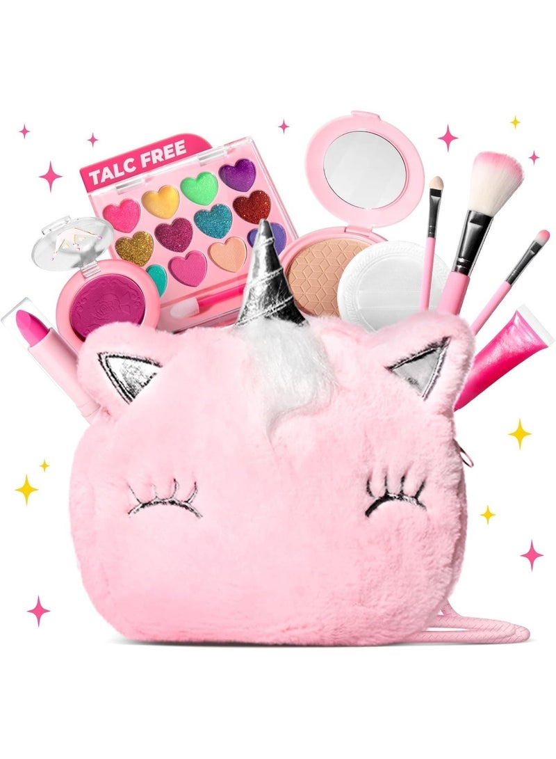YAIUZGOO Kids Makeup Kit for Girls, Unicorn Real Washable Makeup Set, Non-Toxic Pretend Play Cosmetic Toy with Makeup Bag, Princess Birthday Gift for Little Girls Age 3-12 Years - Image 2