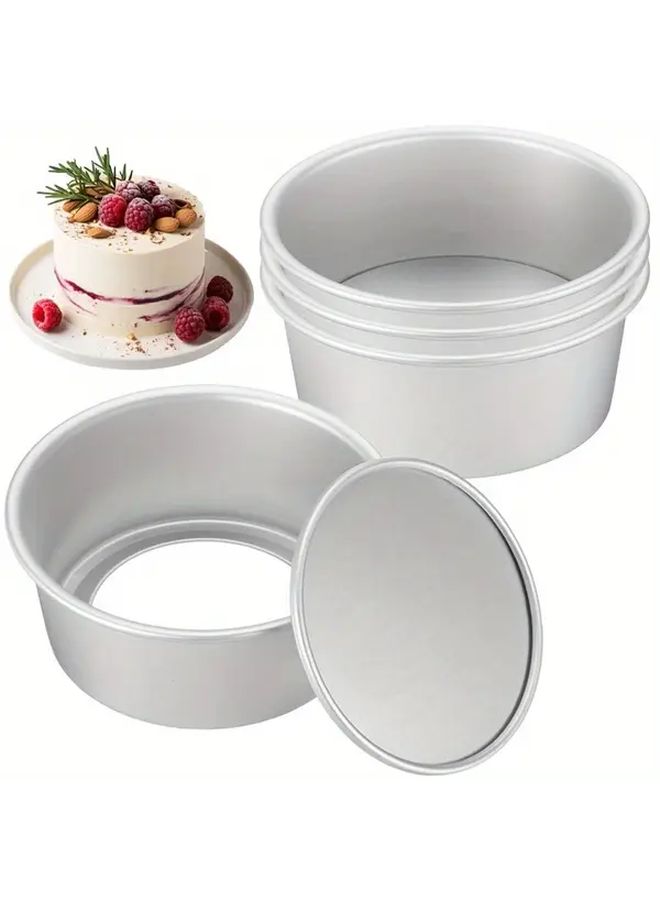 3 Piece 6 Inch Round Cake Pan Set Nonstick Removable Bottom Loose Base Oven Baking - Image 1