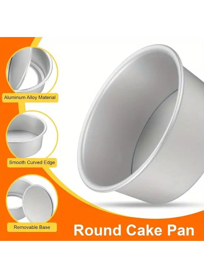 3 Piece 6 Inch Round Cake Pan Set Nonstick Removable Bottom Loose Base Oven Baking - Image 5