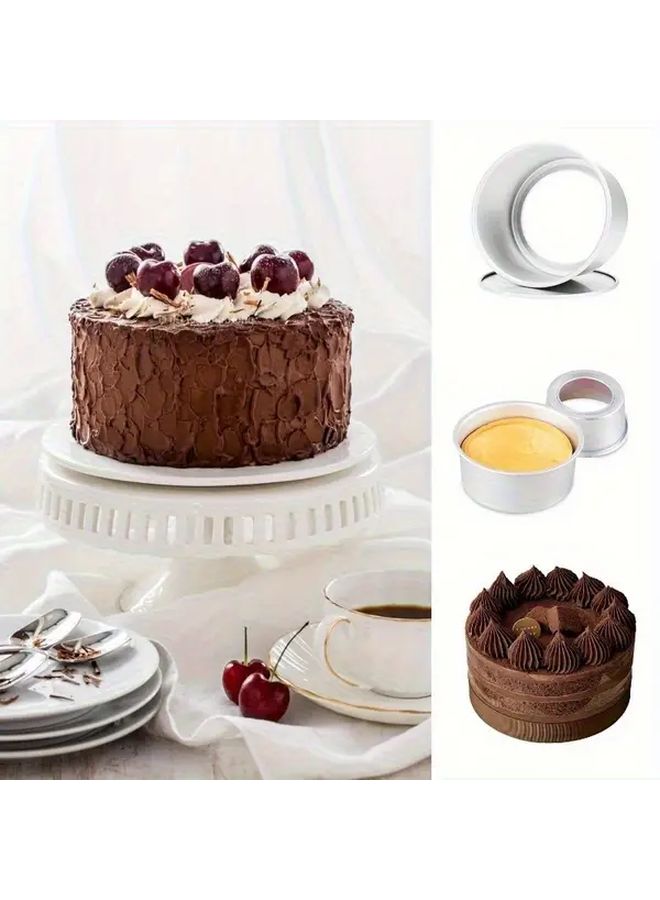 3 Piece 6 Inch Round Cake Pan Set Nonstick Removable Bottom Loose Base Oven Baking - Image 2