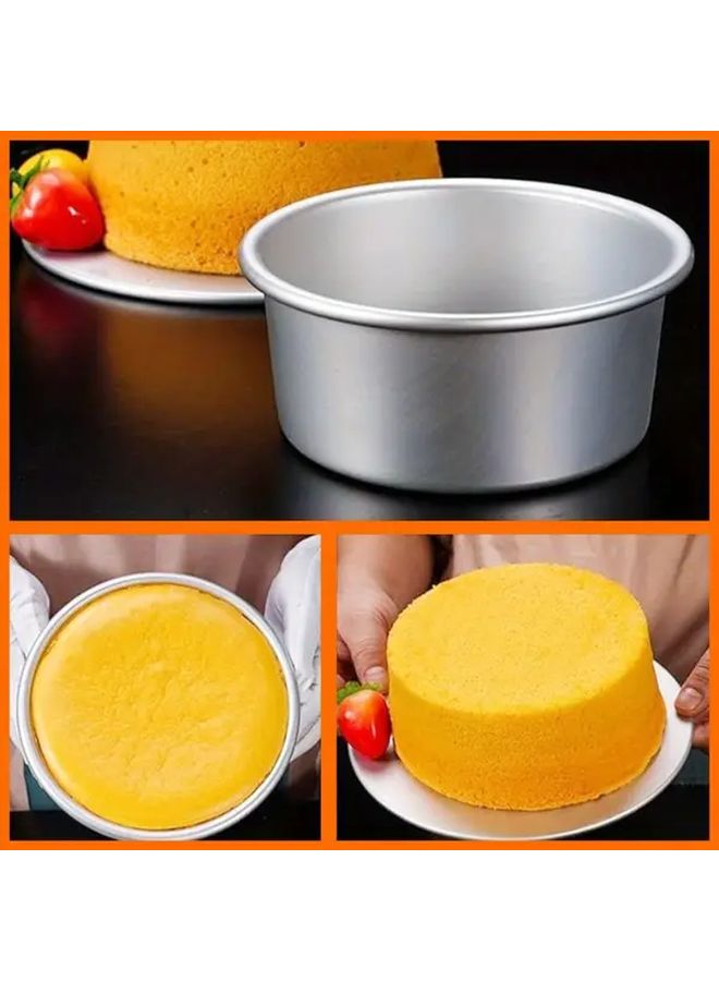 3 Piece 6 Inch Round Cake Pan Set Nonstick Removable Bottom Loose Base Oven Baking - Image 4