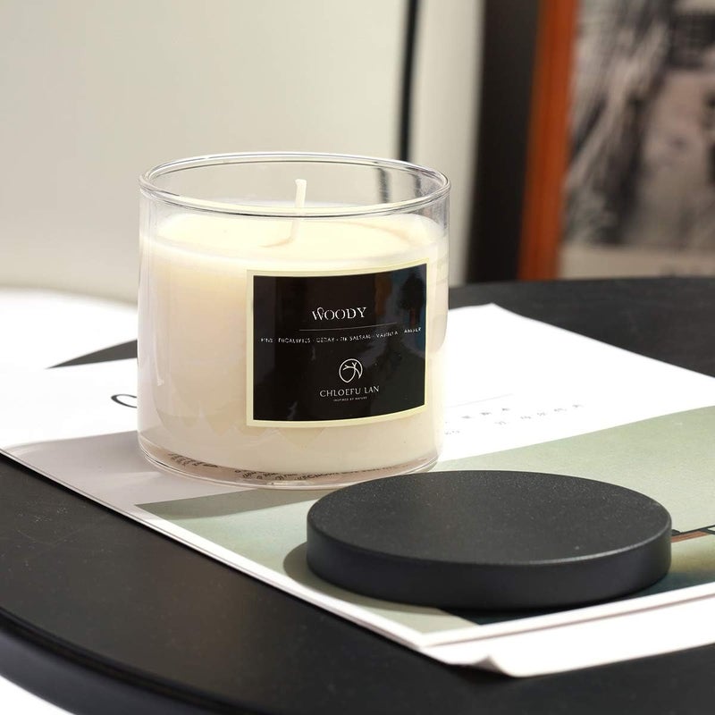 Chloefu LAN Scented Candles for Men | Premium Wood Soy Candles for Men & Women | All-Natural Soy Candles, Home Decor Scented Candles | Non-Toxic, Ultra Clean Burn Aromatherapy White Jar Candle 2 Pack - Image 4