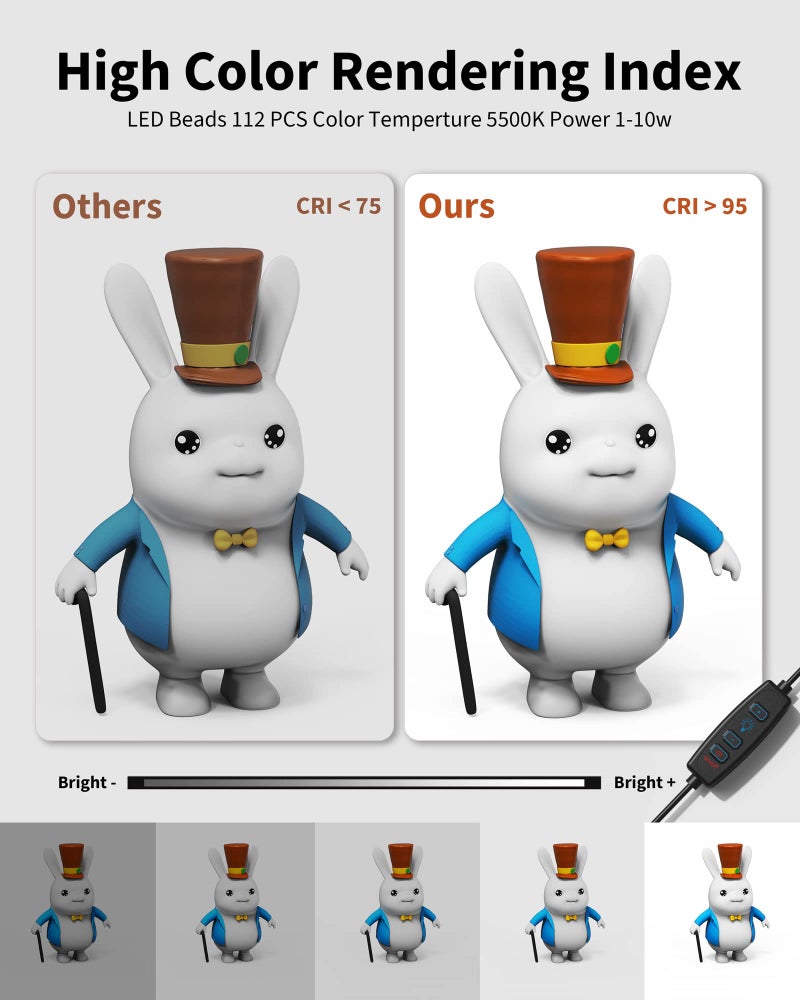 Glendan صندوق إضاءة استوديو الصور المحمول من جليندان، 12"x12" مجموعة خيمة تصوير احترافية قابلة للتعتيم مع 112 ضوء LED و 6 خلفيات لتصوير المجوهرات والأشياء الصغيرة - Image 2