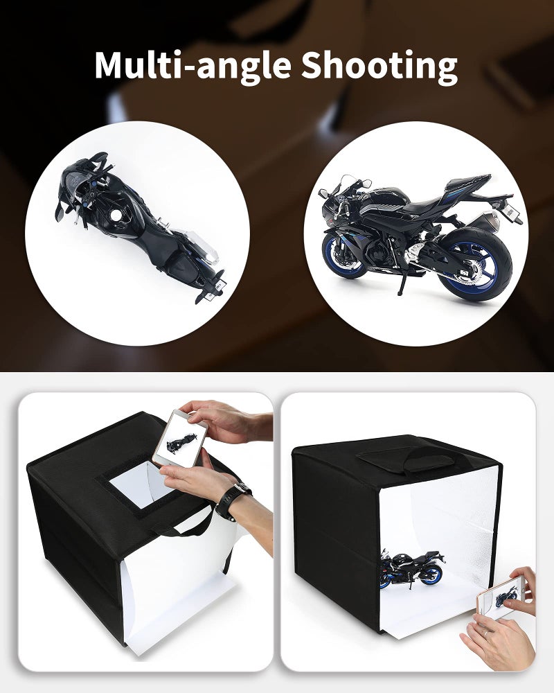 Glendan صندوق إضاءة استوديو الصور المحمول من جليندان، 12"x12" مجموعة خيمة تصوير احترافية قابلة للتعتيم مع 112 ضوء LED و 6 خلفيات لتصوير المجوهرات والأشياء الصغيرة - Image 3