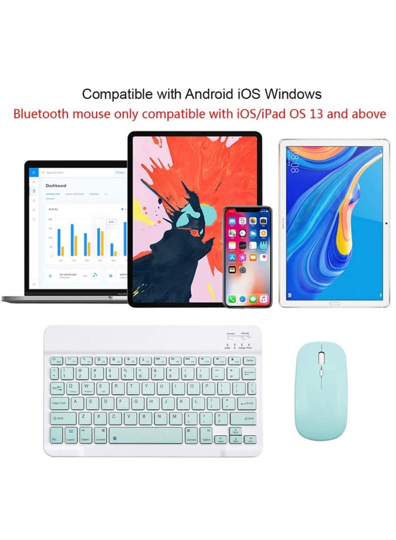Rechargeable Bluetooth Keyboard and Mouse Combo Ultra-Slim Portable Compact Wireless Mouse Keyboard Set for Android Windows Tablet Cell Phone iPhone iPad Pro Air Mini, iPad OS/iOS 13 and above (Green) - Image 2