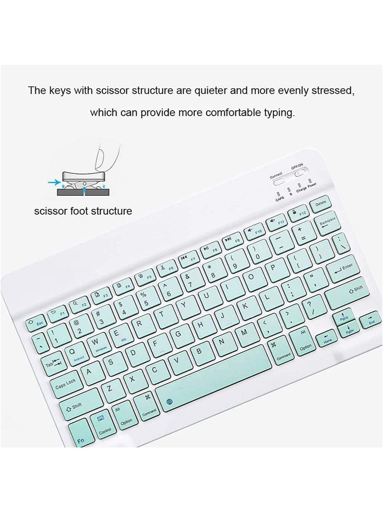 Rechargeable Bluetooth Keyboard and Mouse Combo Ultra-Slim Portable Compact Wireless Mouse Keyboard Set for Android Windows Tablet Cell Phone iPhone iPad Pro Air Mini, iPad OS/iOS 13 and above (Green) - Image 5