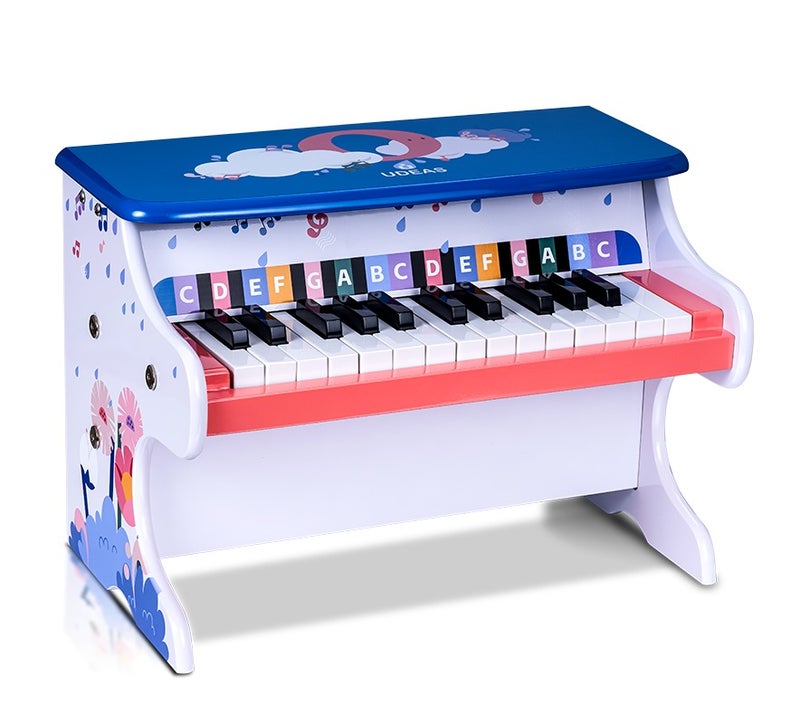 Wooden Kids Piano with 25 Keys – Tabletop Mini Piano Toy with Colour-Coded Letter Keys & Elephant Animal Theme | Beginner Music Instrument for Toddlers & Preschoolers