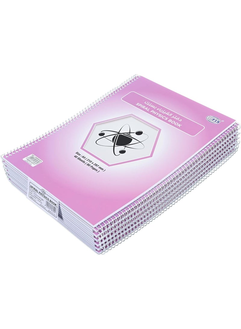 FIS Spiral Physics Book, A4 (210x297mm), 40 Sheets (80 Pages), Single Line & Gridlines, Pastel Purple Cover, Packet of 12 - Image 3