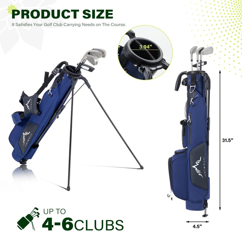 UNIHIMAL Golf Par 3 Lightweight Stand Carry Bag PRO with Dual Shoulder Straps â€“Pitch n Putt Golf Bag Easy to Carry and Durable for The Driving Range, and Executive Courses â€“ 31.5 inches Tall (Blue) - Image 2