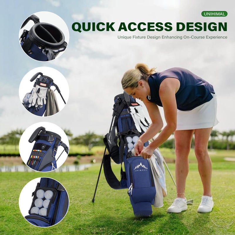 UNIHIMAL Golf Par 3 Lightweight Stand Carry Bag PRO with Dual Shoulder Straps â€“Pitch n Putt Golf Bag Easy to Carry and Durable for The Driving Range, and Executive Courses â€“ 31.5 inches Tall (Blue) - Image 3