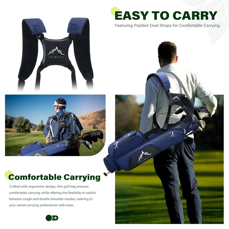 UNIHIMAL Golf Par 3 Lightweight Stand Carry Bag PRO with Dual Shoulder Straps â€“Pitch n Putt Golf Bag Easy to Carry and Durable for The Driving Range, and Executive Courses â€“ 31.5 inches Tall (Blue) - Image 5