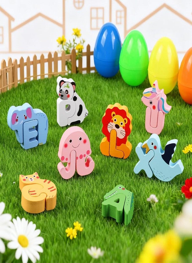 Vellibring 26 Pack Prefilled Easter Eggs with Animal Alphabet Wooden Puzzles, Plastic Easter Eggs with Animal ABC Learning Toys for Kids Easter Basket Stuffers Hunt Gifts Toddlers Classroom Prize - Image 4