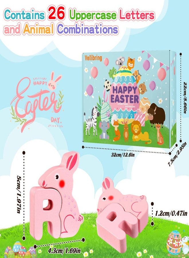 Vellibring 26 Pack Prefilled Easter Eggs with Animal Alphabet Wooden Puzzles, Plastic Easter Eggs with Animal ABC Learning Toys for Kids Easter Basket Stuffers Hunt Gifts Toddlers Classroom Prize - Image 2
