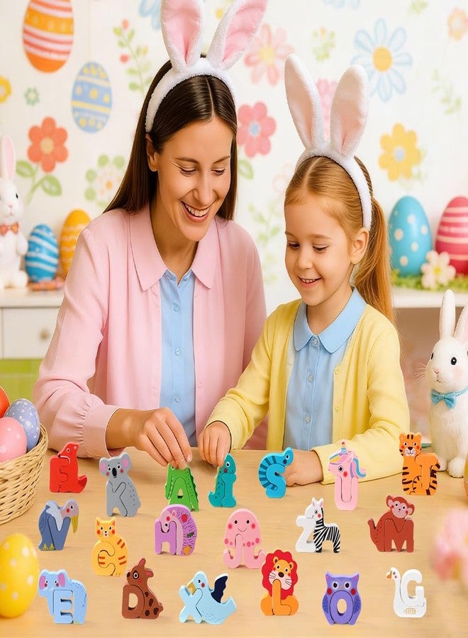 Vellibring 26 Pack Prefilled Easter Eggs with Animal Alphabet Wooden Puzzles, Plastic Easter Eggs with Animal ABC Learning Toys for Kids Easter Basket Stuffers Hunt Gifts Toddlers Classroom Prize - Image 5