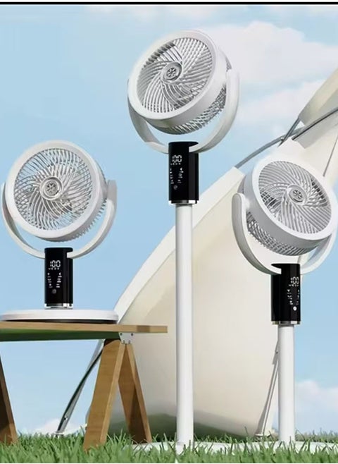 Stand Fan Pedestal Oscillating Fan,Floor Mounted Circulating Fan with Adjustable Height Built-In Aromatherapy and Mosquito Repellent Box 8-Speed Strong Wind Modes Remote Control and Automatic Left and Right(F5)