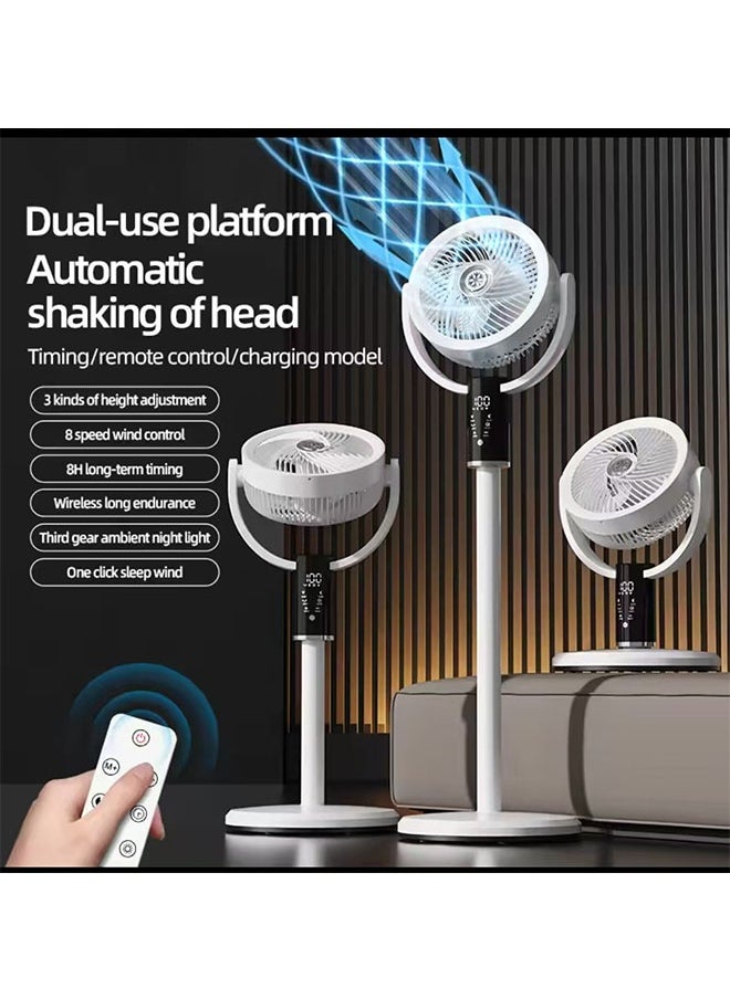 JCB CHIC Stand Fan Pedestal Oscillating Fan,Floor Mounted Circulating Fan with Adjustable Height Built-In Aromatherapy and Mosquito Repellent Box 8-Speed Strong Wind Modes Remote Control and Automatic Left and Right(F5)  - Image 4