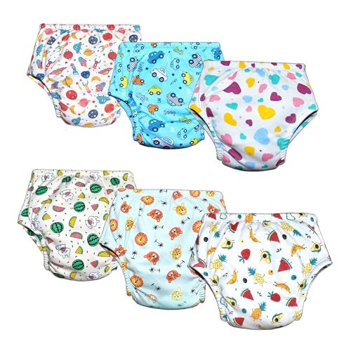 ParentsLap Padded Underwear for Babies and Toddlers with 3 Layers of Cotton Padding Potty Training Pull Up & Diaper-Free Time Pack of 6 (1-2 years assorted prints) - Image 1