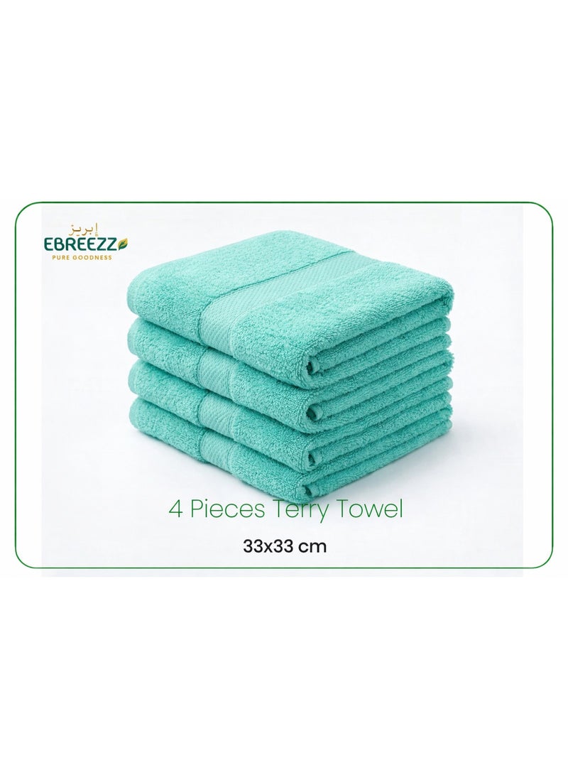 EBREEZZ 4-Piece Premium Terry Hand Towel Set – Soft & Highly Absorbent Cotton | 33 × 33 cm - Image 1