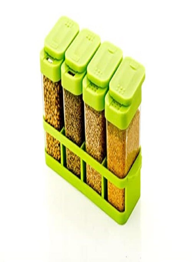 ONSUR Masala Spice Box 4 Sections Plastic Spice Container with Stand 4in1 Masala Container with 4 Jars Seasoning Box Set of 1 - Image 3
