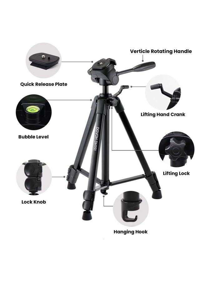DOVOH Heavy Duty Tripod for Laser Level, Adjustable Height for Camera with Bubble Level 1/4"-20 Screw Mount, DH151 - Image 3