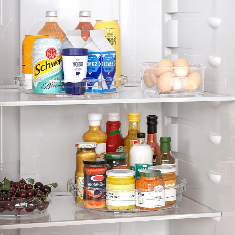 LAMU 4 Pack Lazy Susan Organizer, Clear Lazy Susan Turntable for Cabinet, Refrigerator, Table Top, Kitchen, Bathroom, Pantry Organizers and Storage, 2 Sizes Included 12in, 10.6in - Image 3