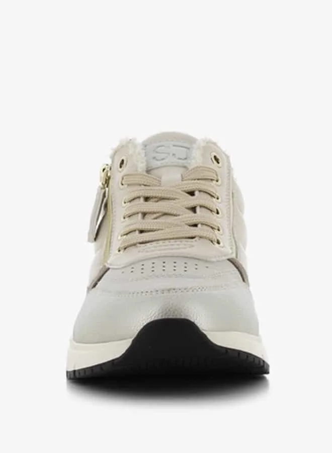 اس جي Women's Panelled Lace-Up Low Ankle Sneakers