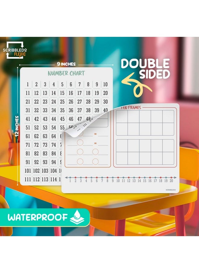 Scribbledo Bar Model 9”X12” Small White Board Dry Erase Sheets Math Manipulatives Number Chart Ten Frame Number Line Math Supplies Teacher Students Classroom Pack Of 10 Sheets  - Image 4