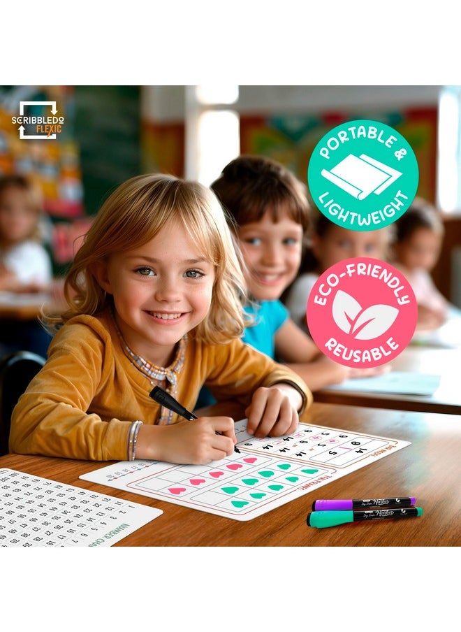 Scribbledo Bar Model 9”X12” Small White Board Dry Erase Sheets Math Manipulatives Number Chart Ten Frame Number Line Math Supplies Teacher Students Classroom Pack Of 10 Sheets  - Image 2
