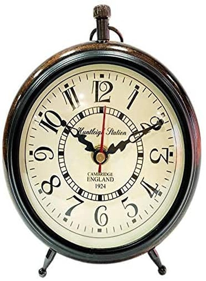 L A Table Desk Antique Wooden Wall Clock for Home Study Living Room and Bedroom Kitchen Office, 5 inch - Image 1