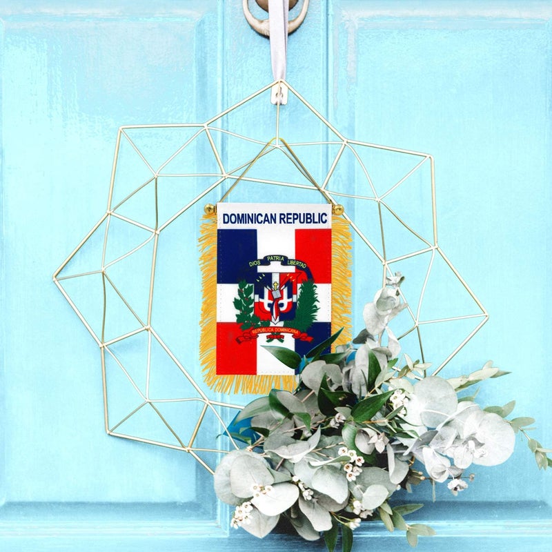 Anley 4 X 6 Inch Dominican Republic Fringy Window Hanging Flag - Mini Flag Banner & Car Rearview Mirror Décor - Fringed & Double Sided - Dominican Hanging Flag with Suction Cup - Image 5