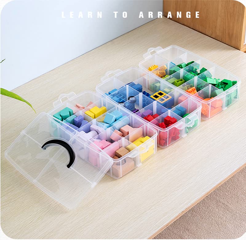 Sooyee 3-Tier Stackable Craft Organizers and Storage Box Plastic with 30 Compartments for Bead, Toys,Dolls, Arts and Craft, Washi Tape, Rock Collection, Ribbons,Clear - Image 2
