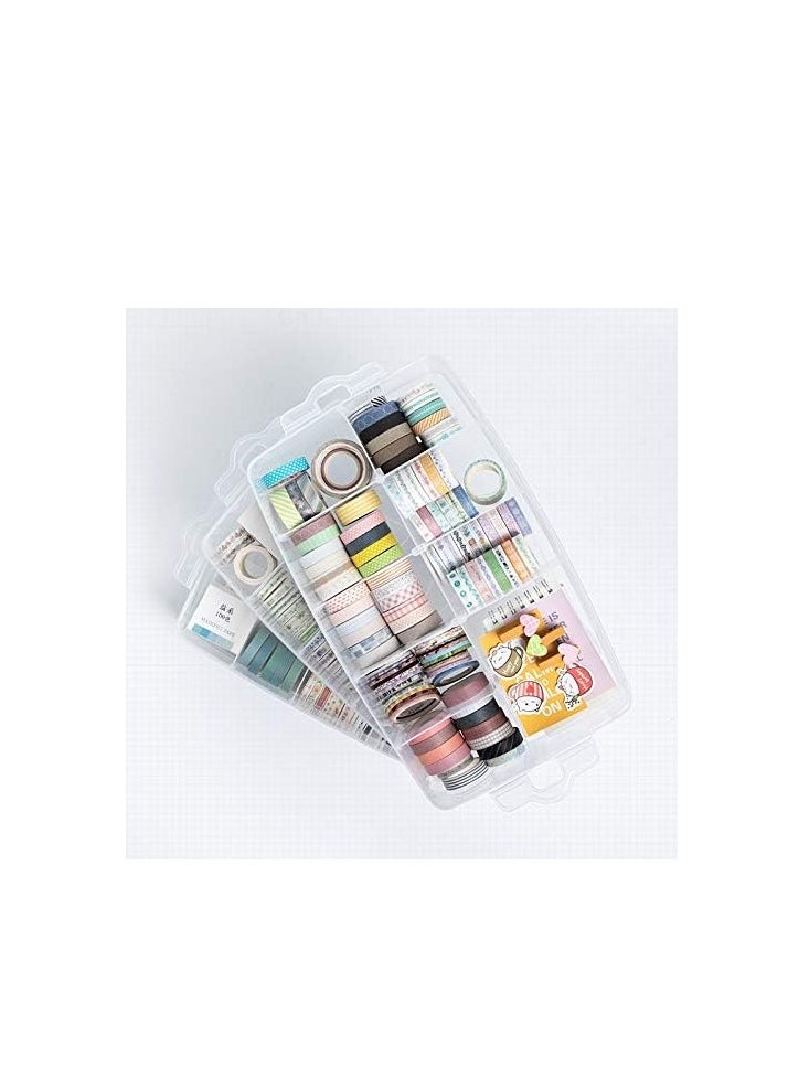 Sooyee 3-Tier Stackable Craft Organizers and Storage Box Plastic with 30 Compartments for Bead, Toys,Dolls, Arts and Craft, Washi Tape, Rock Collection, Ribbons,Clear