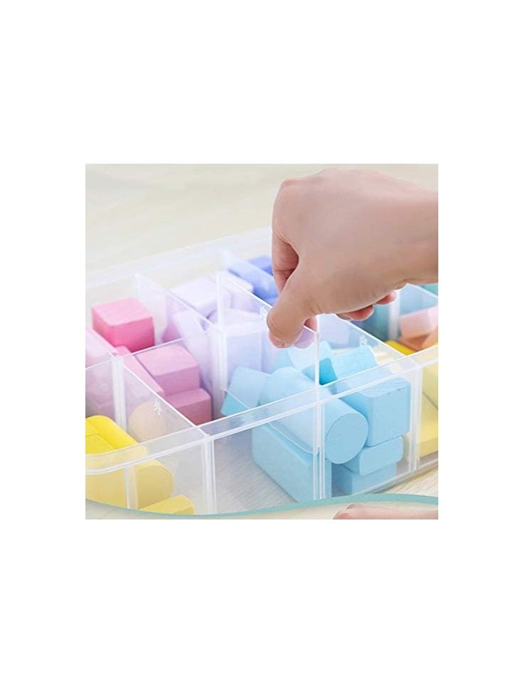 Sooyee 3-Tier Stackable Craft Organizers and Storage Box Plastic with 30 Compartments for Bead, Toys,Dolls, Arts and Craft, Washi Tape, Rock Collection, Ribbons,Clear