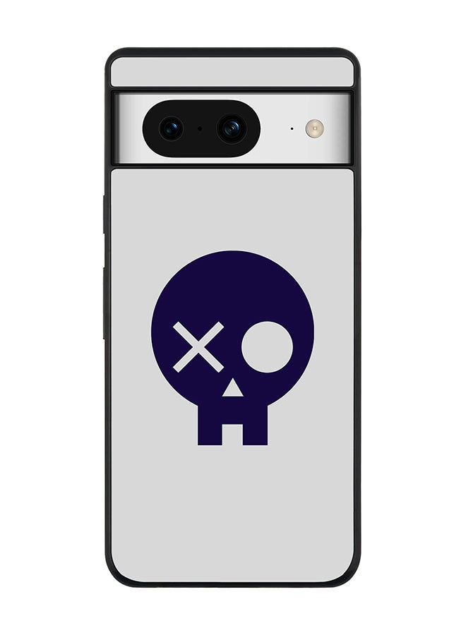Stylizedd Rugged Black Edge case for Google Pixel 8, Custom Slim fit Flexible Anti Drop Thin Phone Case Cover - Skull Patch  - Image 1