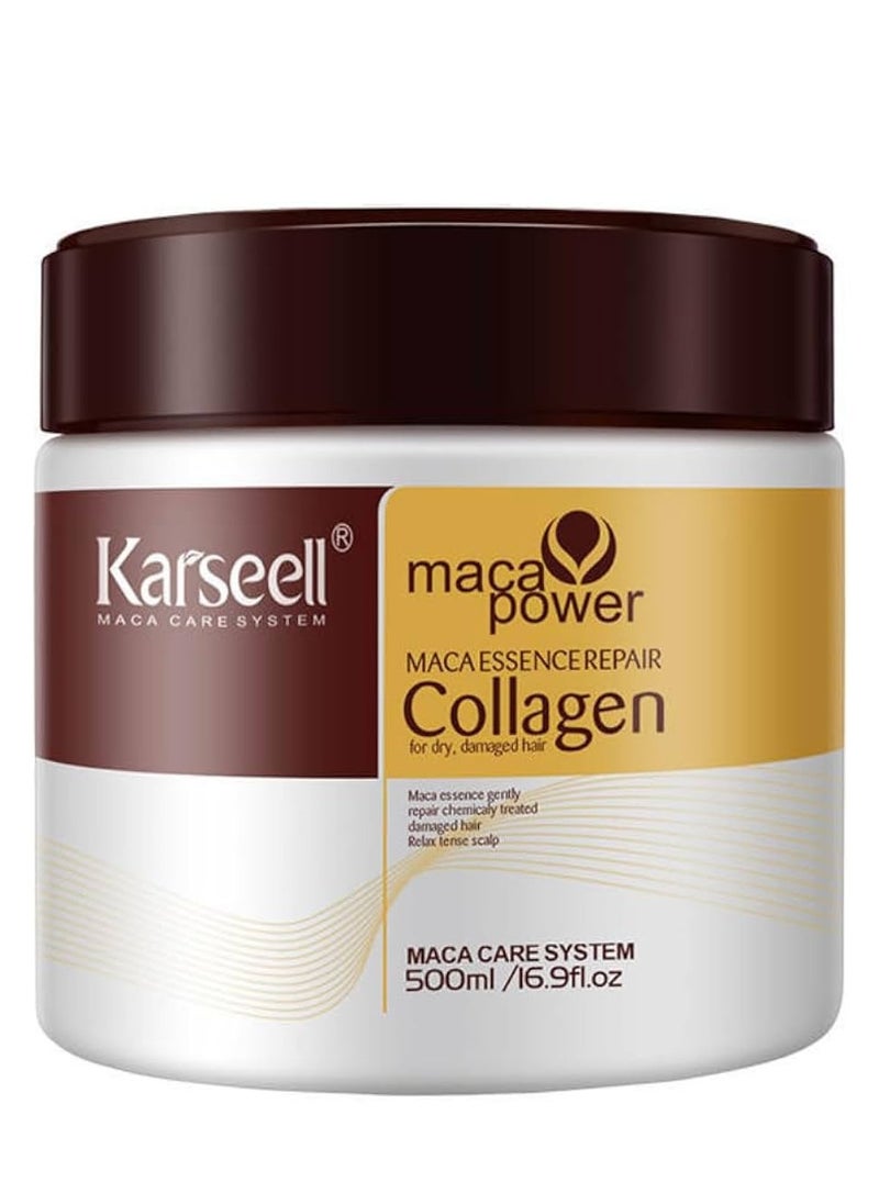 Karseell - Karseell Collagen Maca Hair Treatment Deep Repair Conditioning Hair Mask for Dry Damaged Hair 16.90 Fl oz 500ml - Image 1