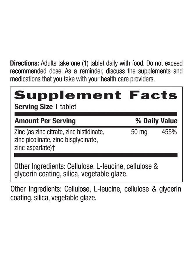 Country Life - Zinc 50mg, Target Mins, 90 Tablets, Certified Gluten Free, Certified Vegetarian - Image 1