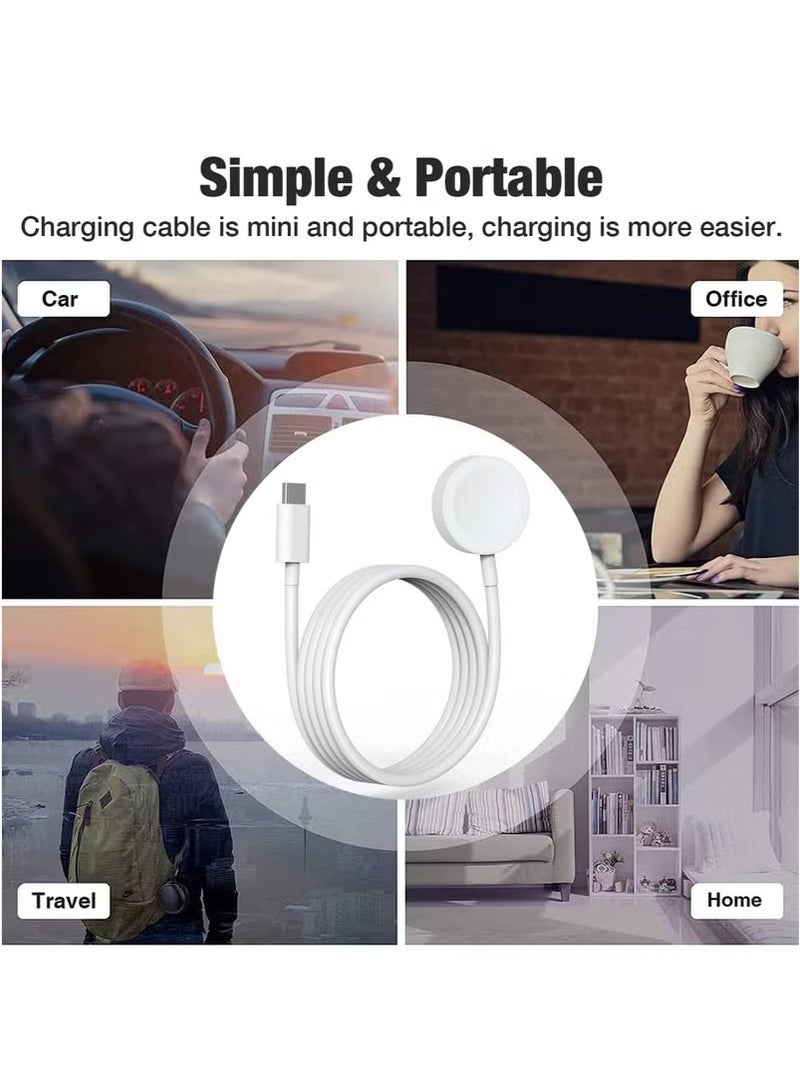 نوع-ج ساعة الشحن اللاسلكي المغناطيسي السريع ، مناسبة لمشاهدة ، كابل شحن الساعة المغناطيسية ، مناسبة لمشاهدة سلسلة 9/8/7 / فوق / فوق 2 / se 2/6/5/4/3/2/1 / se 1 ، كابل شحن نوع C (أبيض ، 1 متر) - Image 3