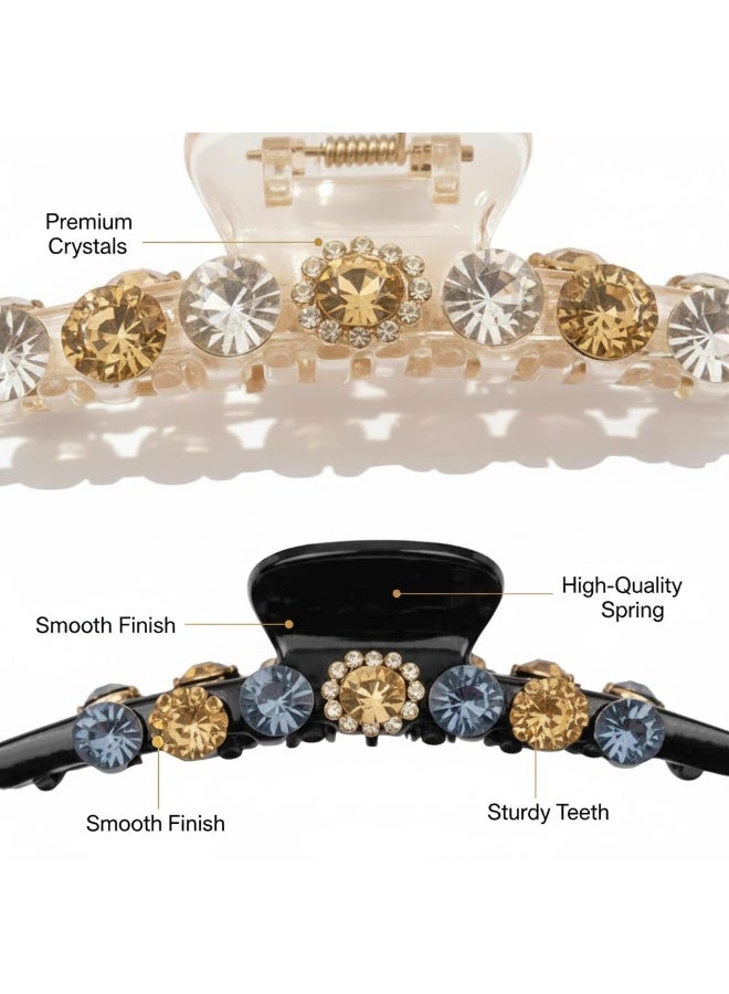 Dantiya 2 Pcs Luxury Jeweled Hair Claw Clips for Women – Strong Hold Crystal Hair Clips for Thick & Long Hair, Non-Slip Large Clamps for Styling, Pinning Bangs, Buns & Everyday Hairstyles, Party, Valentine's Day, Birthday, Office & Special Occasions - Image 5