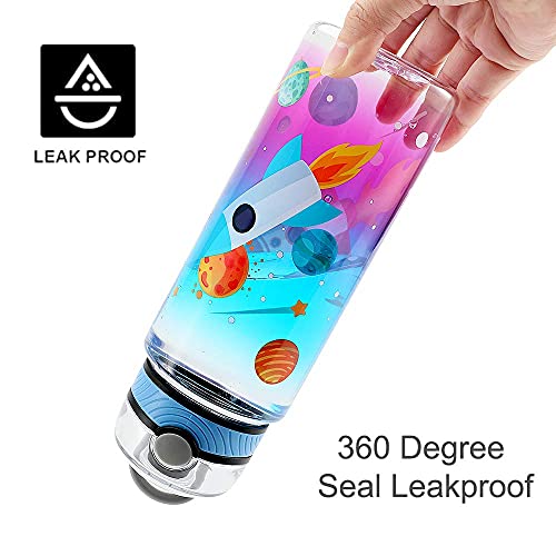 Home Tune 23oz Kids Water Bottle for School Boys, BPA FREE Tritan, Leak Proof Flip Top Lid, Easy Clean, Carry Handle - Rocket - Image 5