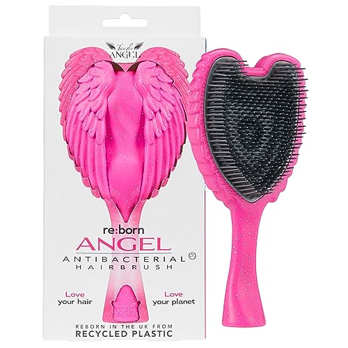 Tangle Angel Hair Detangler Brush Detangling Brush for Thick Hair with Soft Bristles Angel Wing Design Long Handle Water Resistant Tangle Angel Reborn Hairbrush for Shower Hairstyling Pink Sparkle - Image 1